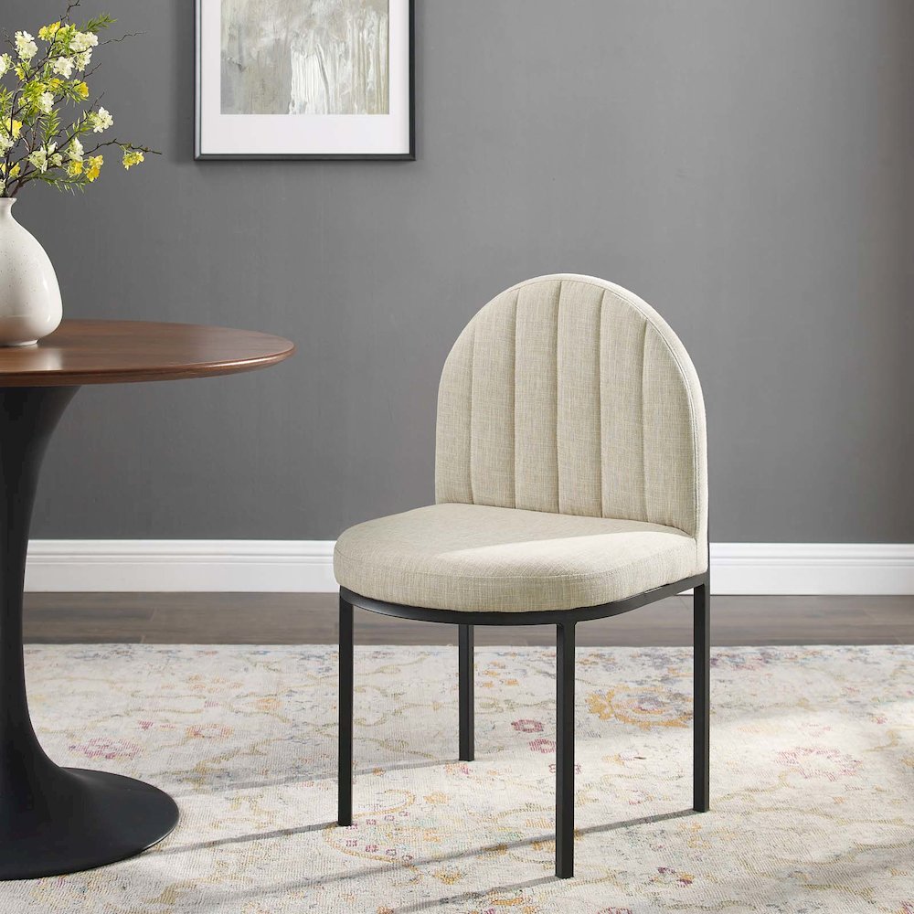 Isla Channel Tufted Upholstered Fabric Dining Side Chair. Picture 7
