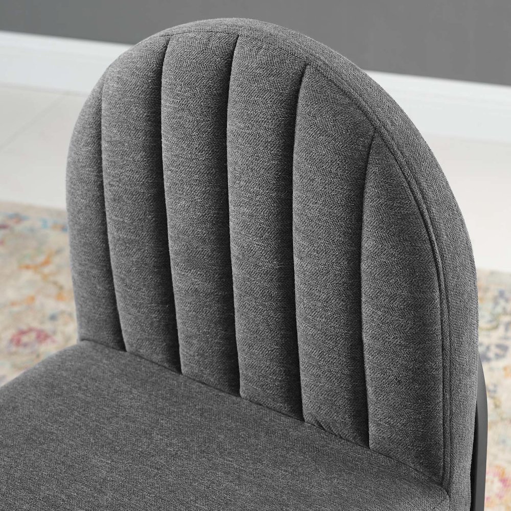 Isla Channel Tufted Upholstered Fabric Dining Side Chair. Picture 7