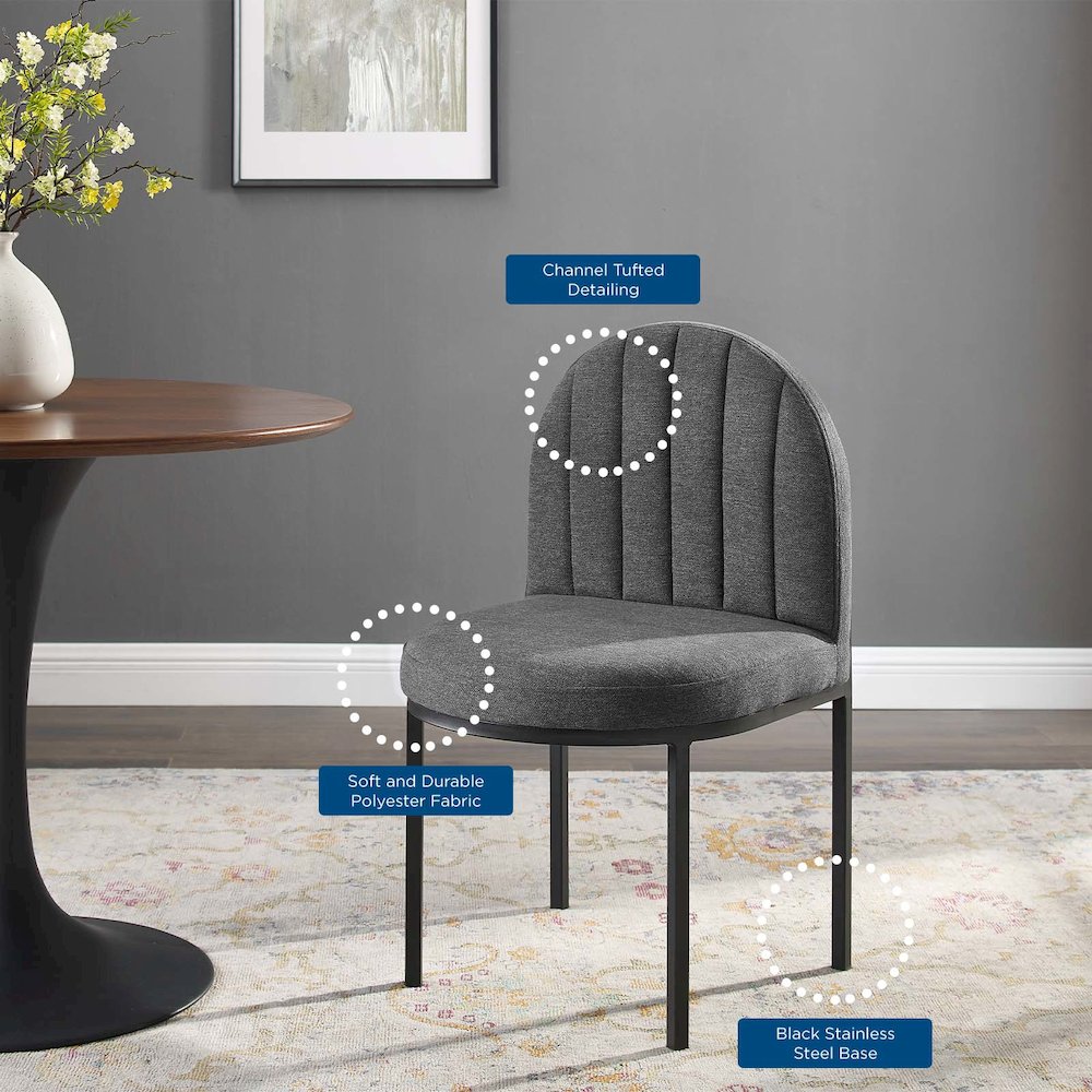 Isla Channel Tufted Upholstered Fabric Dining Side Chair. Picture 8