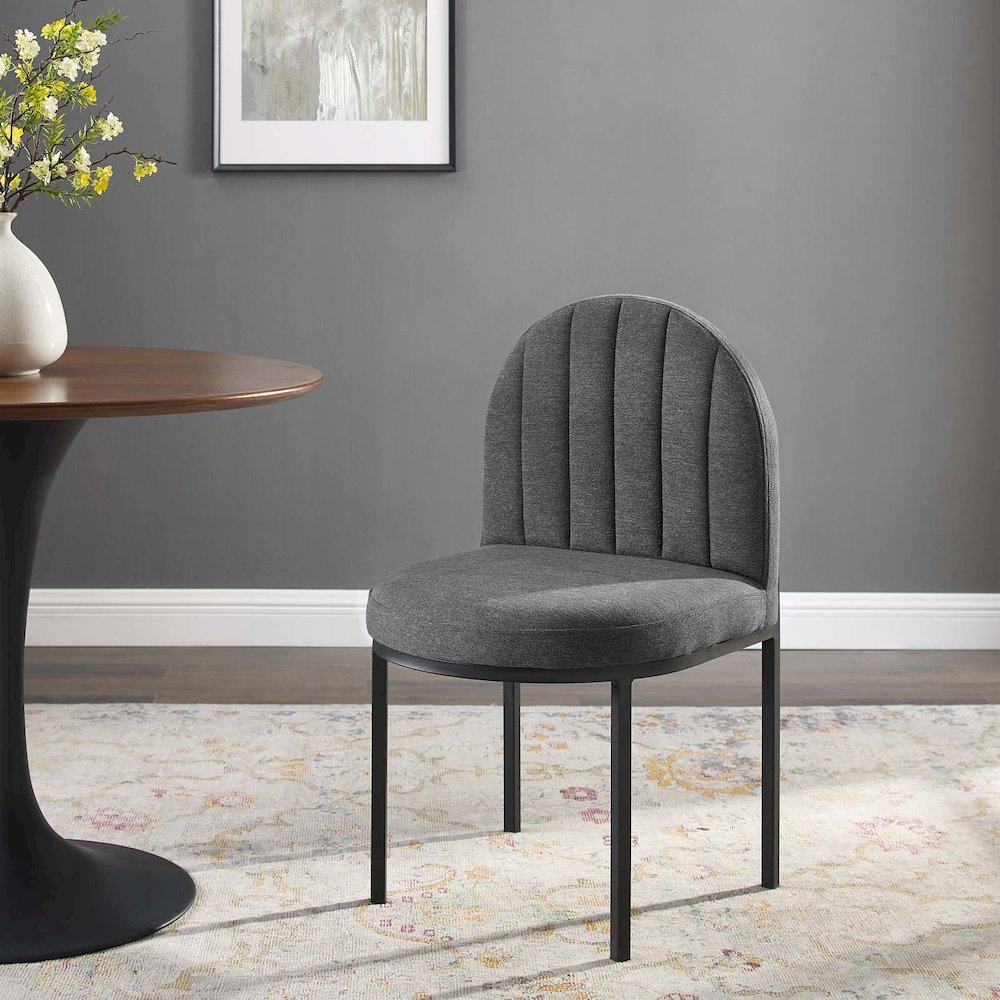 Isla Channel Tufted Upholstered Fabric Dining Side Chair. Picture 6