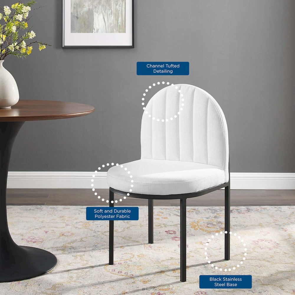 Isla Channel Tufted Upholstered Fabric Dining Side Chair. Picture 2