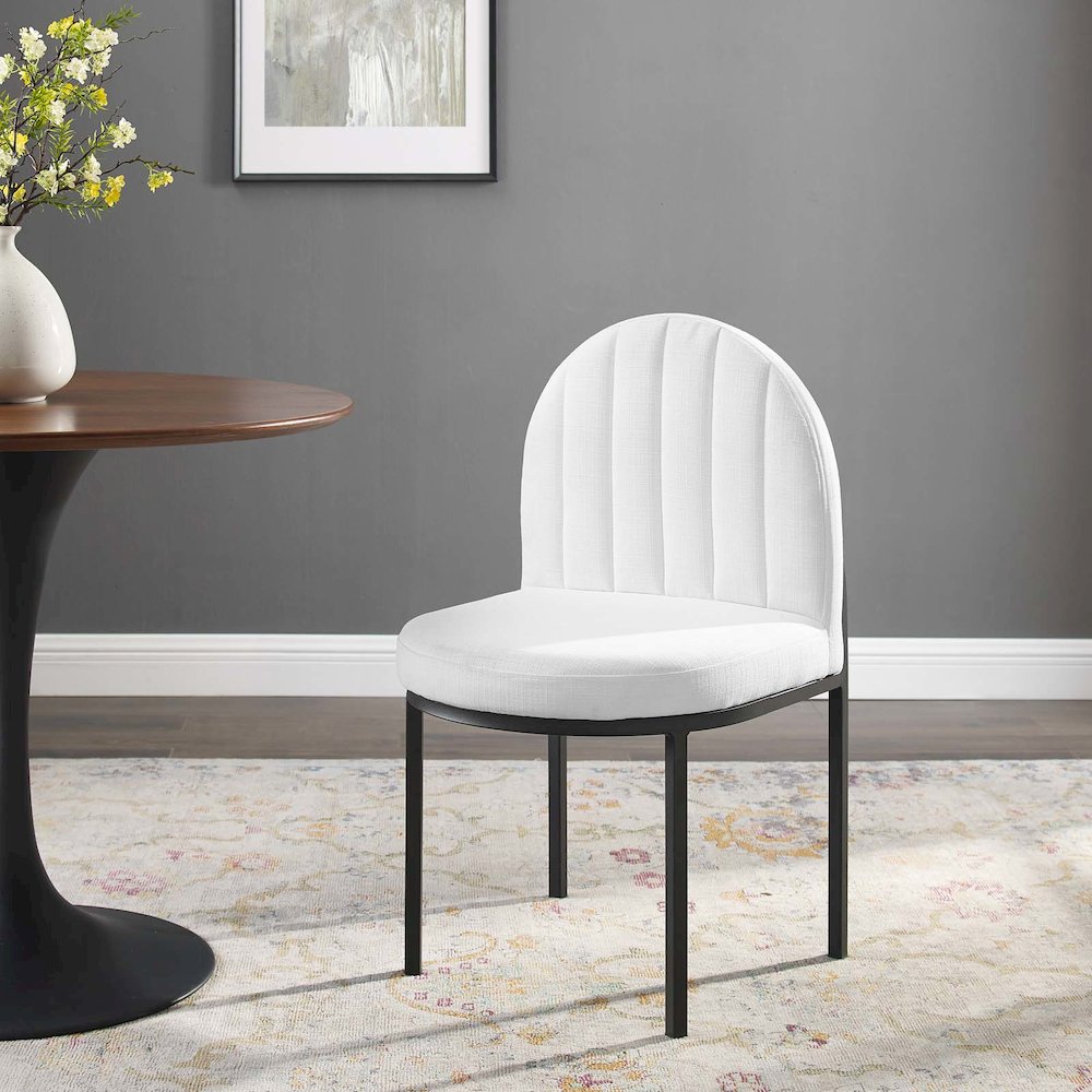 Isla Channel Tufted Upholstered Fabric Dining Side Chair. Picture 8