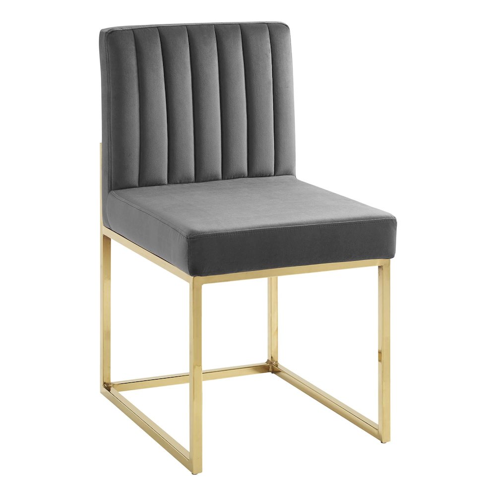 Carriage Channel Tufted Sled Base Performance Velvet Dining Chair. Picture 1