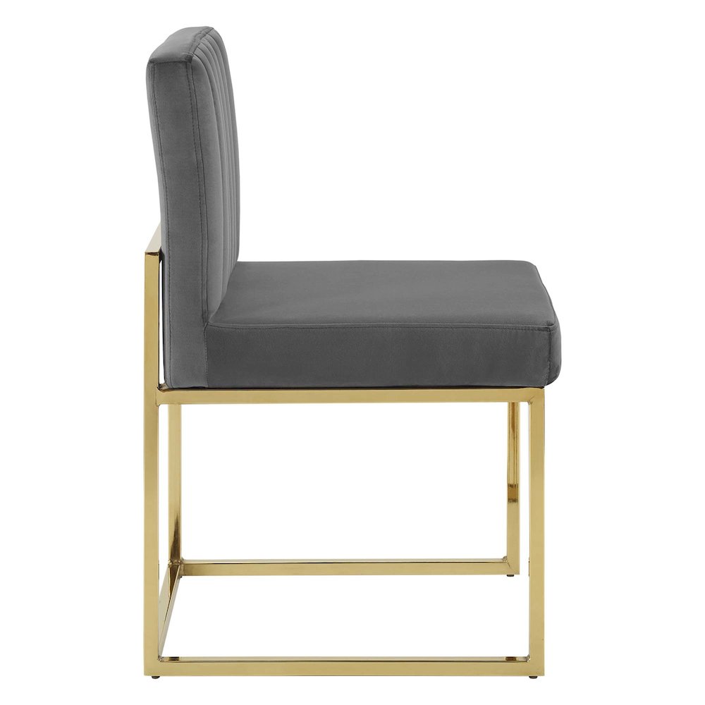 Carriage Channel Tufted Sled Base Performance Velvet Dining Chair. Picture 2