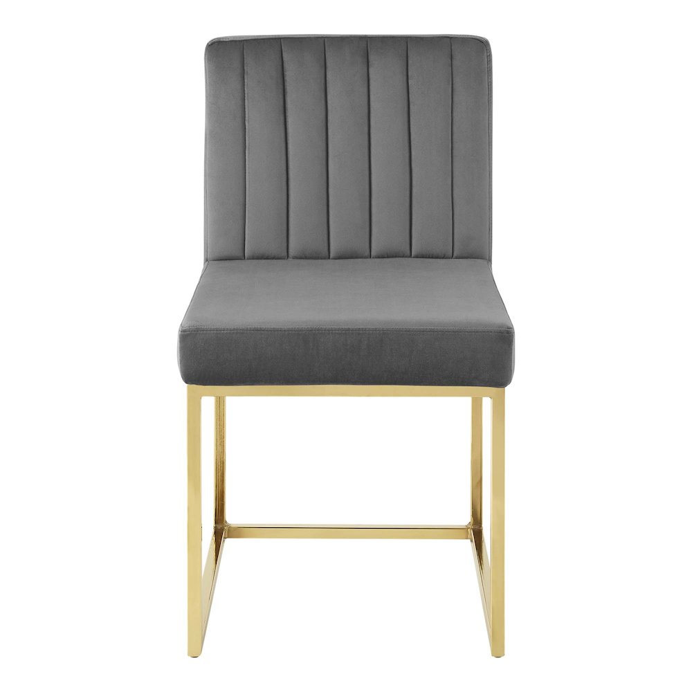 Carriage Channel Tufted Sled Base Performance Velvet Dining Chair. Picture 4