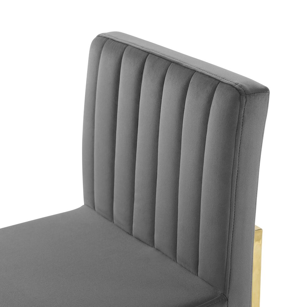 Carriage Channel Tufted Sled Base Performance Velvet Dining Chair. Picture 5