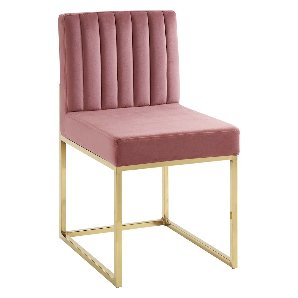 Carriage Channel Tufted Sled Base Performance Velvet Dining Chair. Picture 1