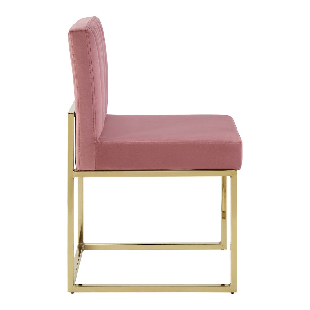 Carriage Channel Tufted Sled Base Performance Velvet Dining Chair. Picture 2