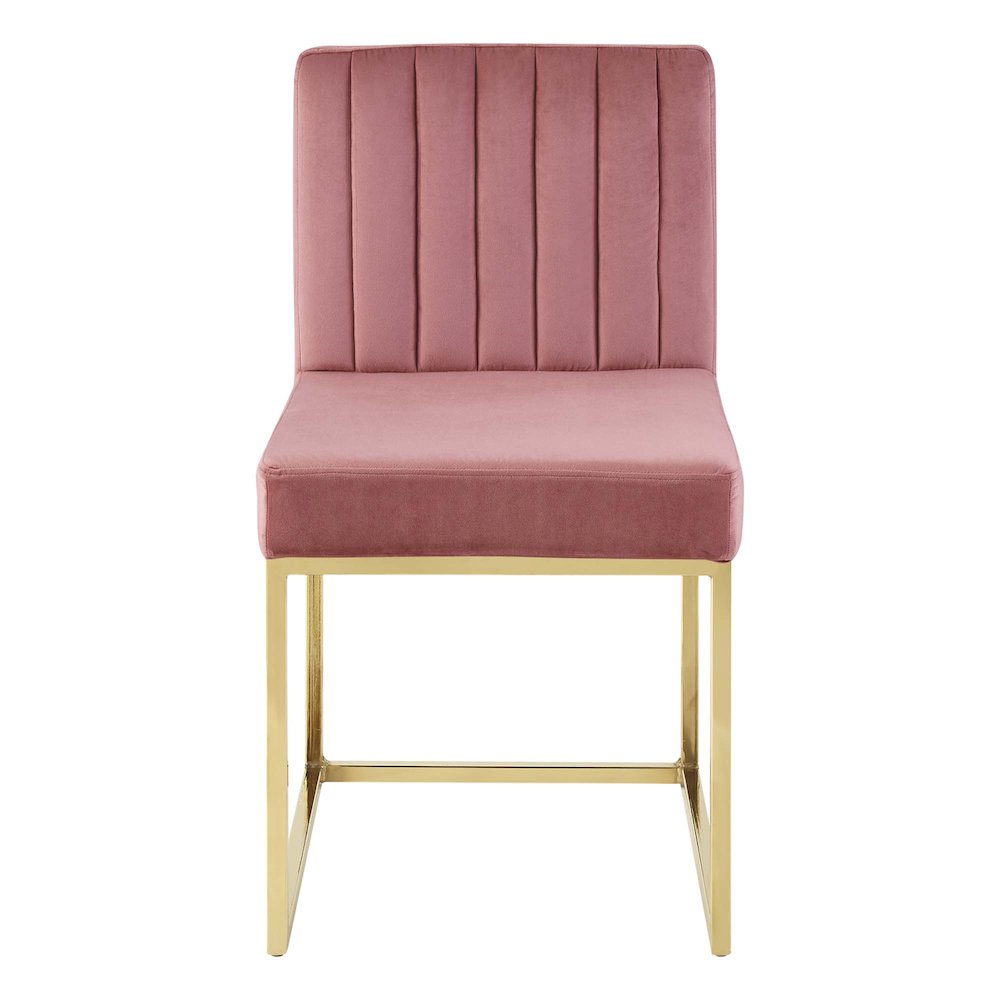 Carriage Channel Tufted Sled Base Performance Velvet Dining Chair. Picture 4