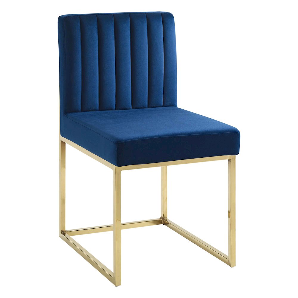 Carriage Channel Tufted Sled Base Performance Velvet Dining Chair. Picture 1