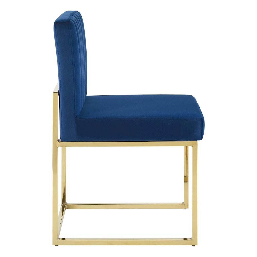 Carriage Channel Tufted Sled Base Performance Velvet Dining Chair. Picture 2