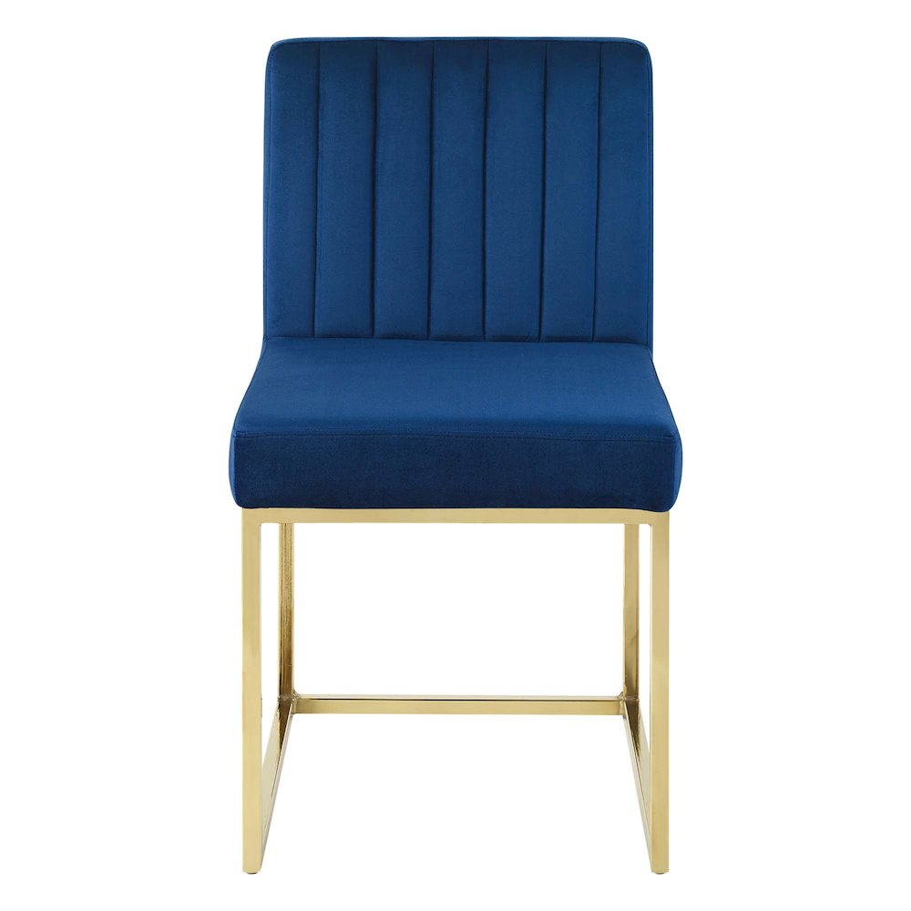 Carriage Channel Tufted Sled Base Performance Velvet Dining Chair. Picture 4