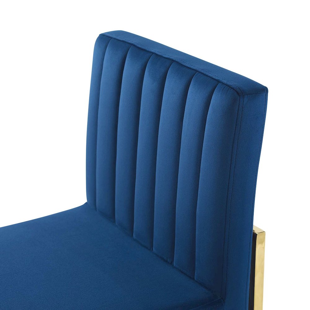 Carriage Channel Tufted Sled Base Performance Velvet Dining Chair. Picture 5