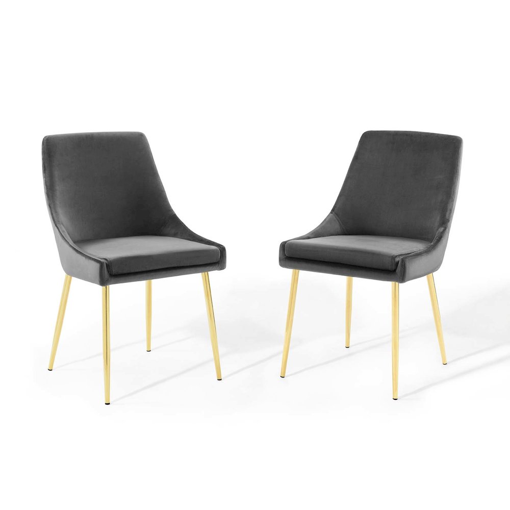Viscount Performance Velvet Dining Chairs Set of 2. Picture 1