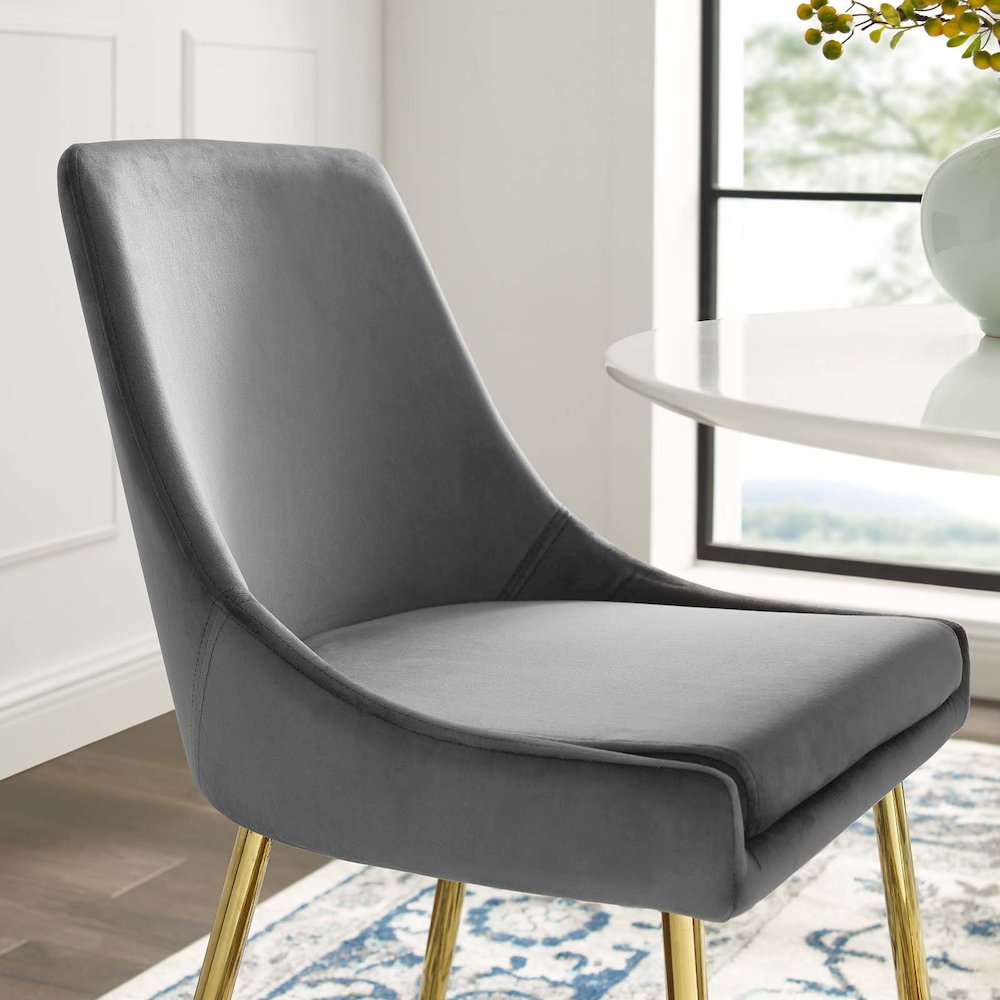 Viscount Performance Velvet Dining Chairs Set of 2. Picture 9