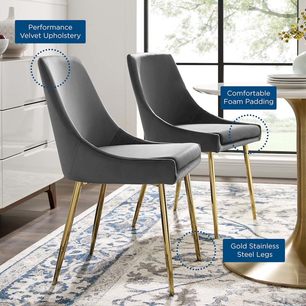 Viscount Performance Velvet Dining Chairs Set of 2. Picture 10