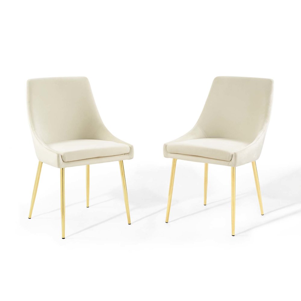 Viscount Performance Velvet Dining Chairs Set of 2. Picture 1