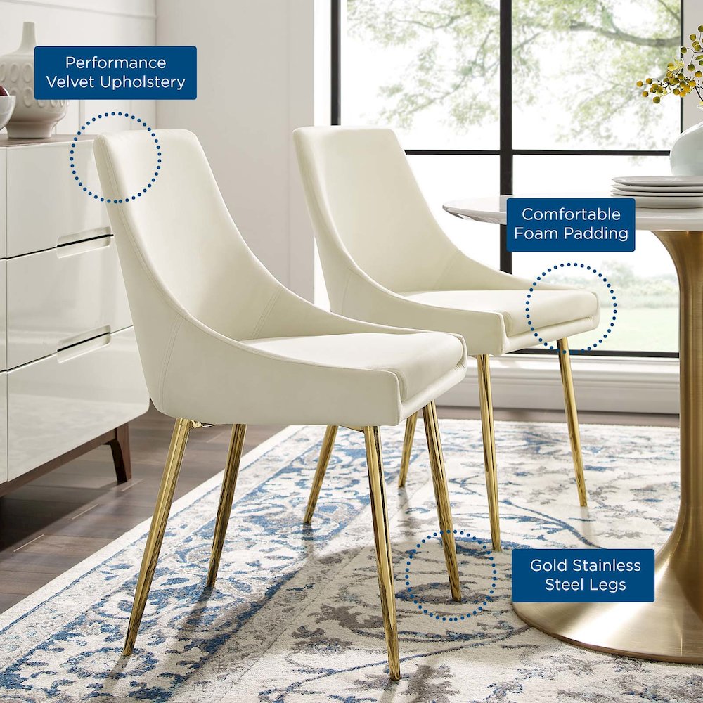 Viscount Performance Velvet Dining Chairs Set of 2. Picture 10