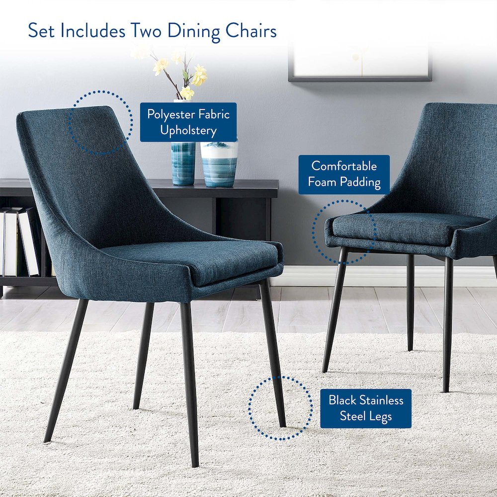 Viscount Upholstered Fabric Dining Chairs Set of 2. Picture 8