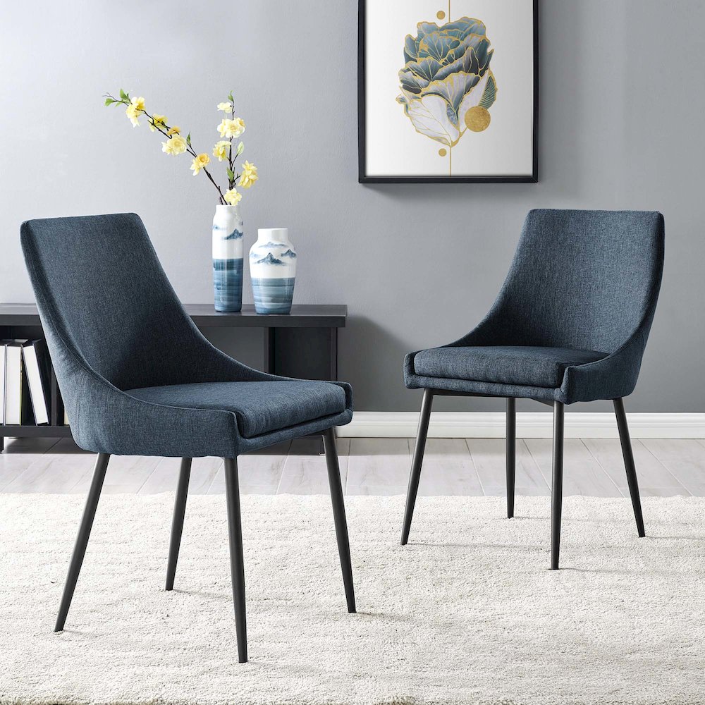 Viscount Upholstered Fabric Dining Chairs Set of 2. Picture 7