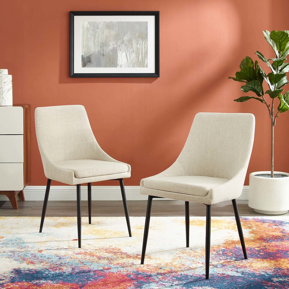 Viscount Upholstered Fabric Dining Chairs Set of 2. Picture 8