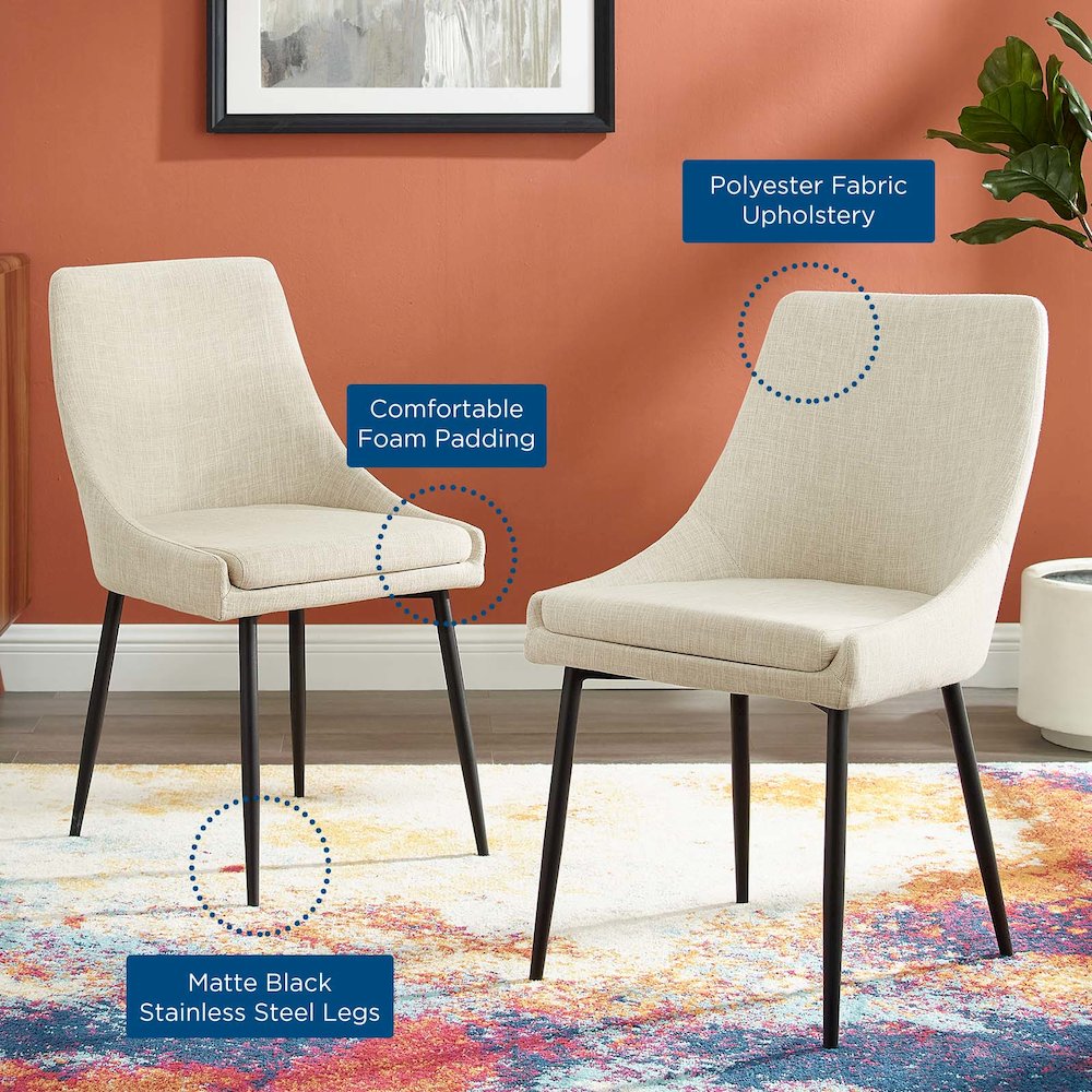 Viscount Upholstered Fabric Dining Chairs Set of 2. Picture 9