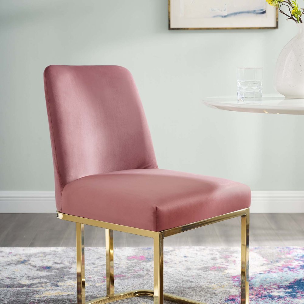 Amplify Sled Base Performance Velvet Dining Side Chair. Picture 9