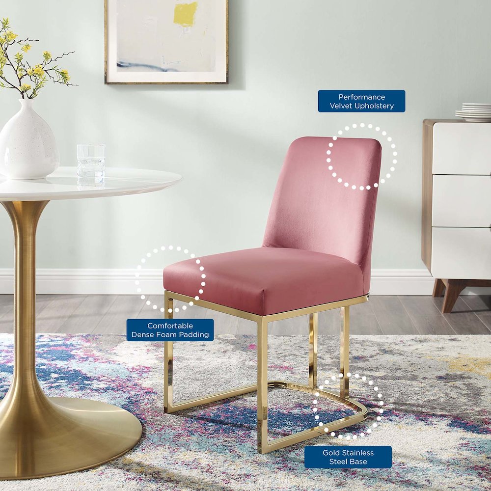 Amplify Sled Base Performance Velvet Dining Side Chair. Picture 8