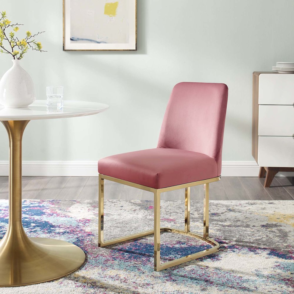 Amplify Sled Base Performance Velvet Dining Side Chair. Picture 7
