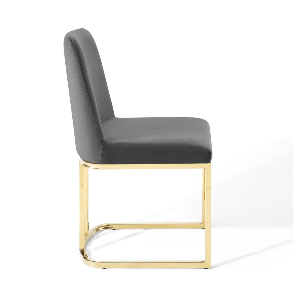 Amplify Sled Base Performance Velvet Dining Side Chair. Picture 3