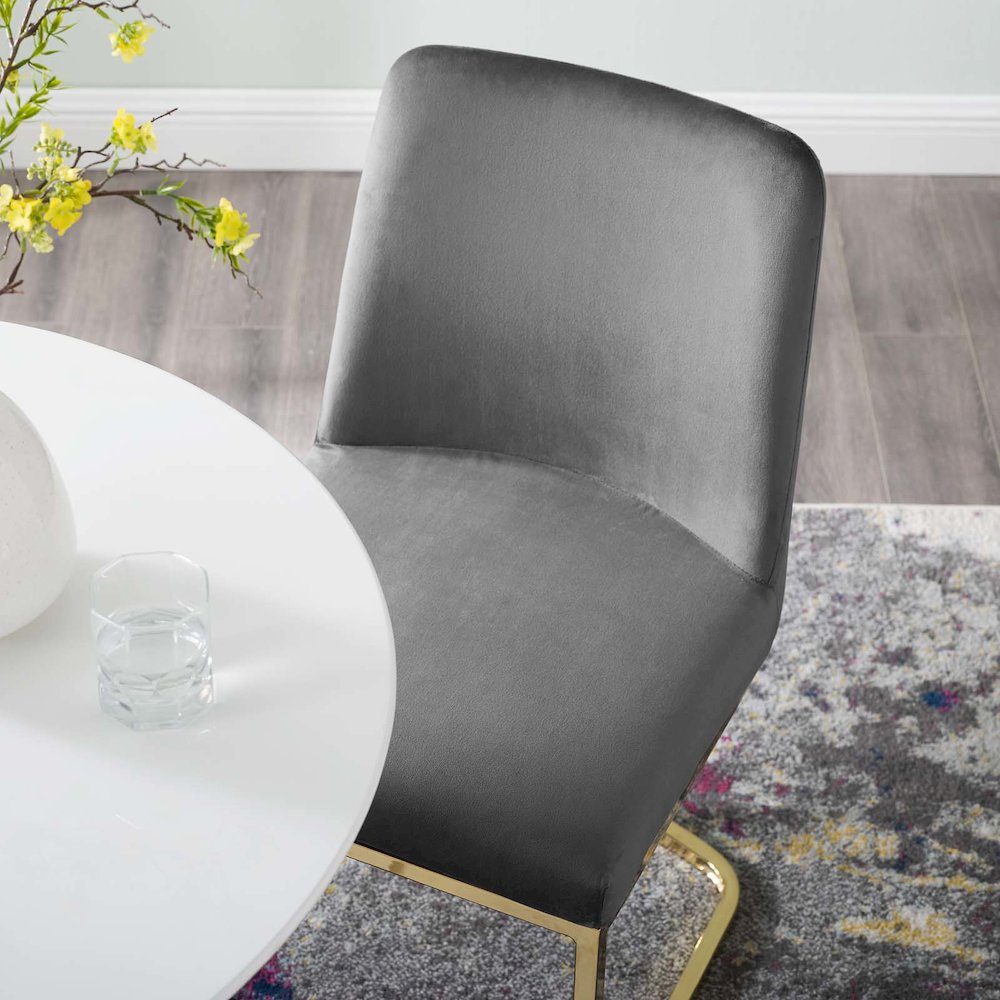 Amplify Sled Base Performance Velvet Dining Side Chair. Picture 9