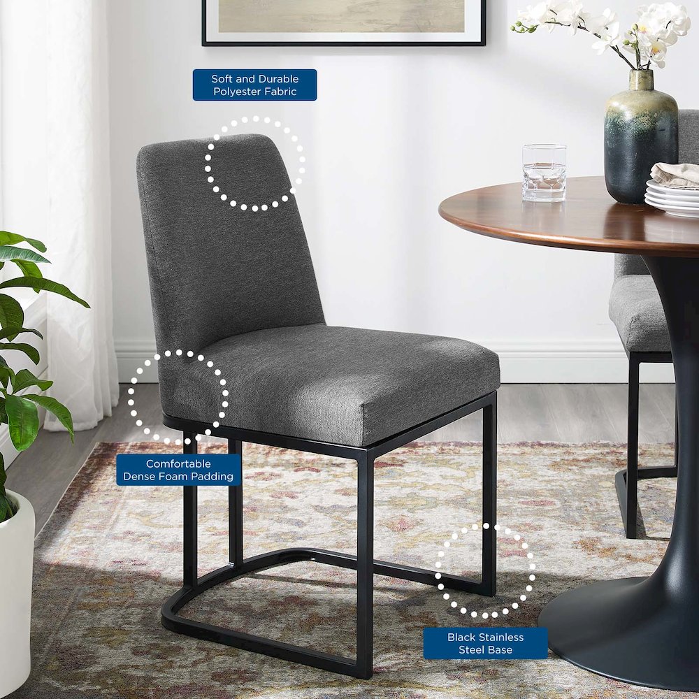 Amplify Sled Base Upholstered Fabric Dining Side Chair. Picture 9