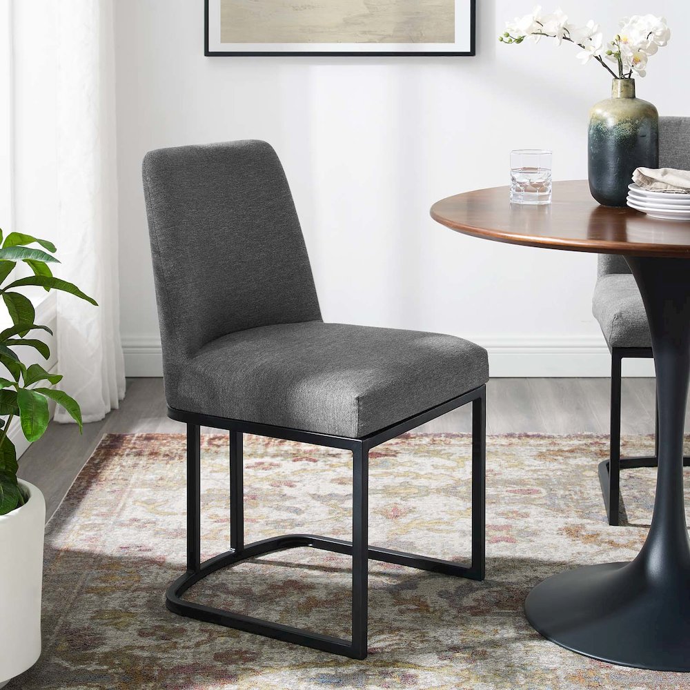 Amplify Sled Base Upholstered Fabric Dining Side Chair. Picture 7