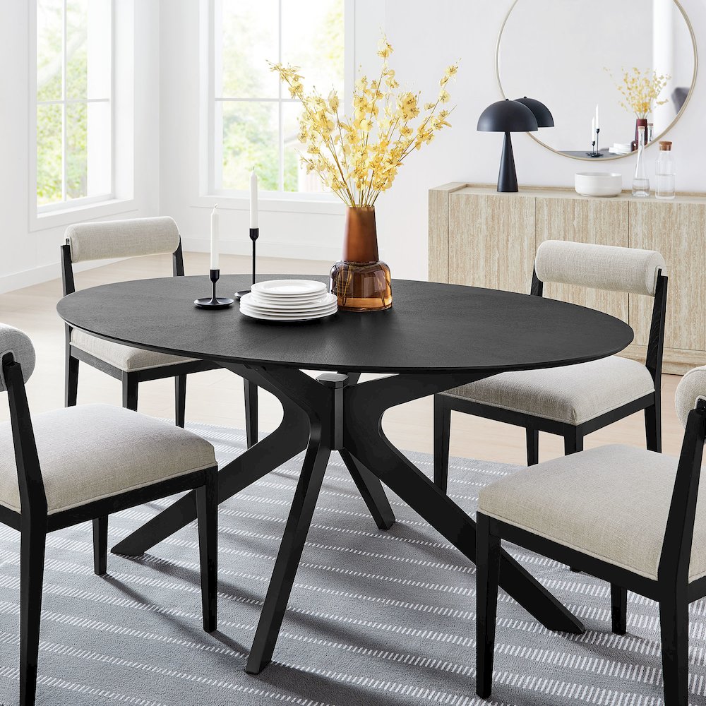 Crossroads 63" Oval Wood Dining Table. Picture 7