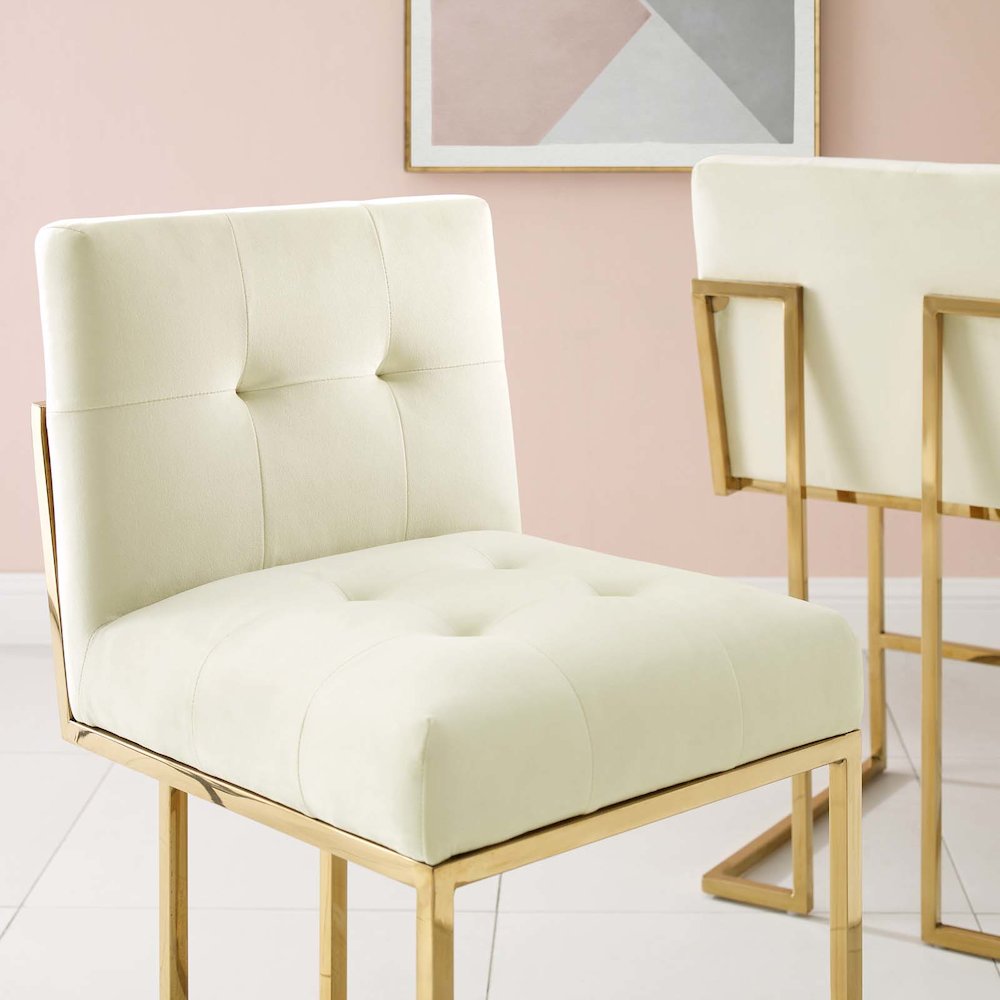 Privy Gold Stainless Steel Performance Velvet Counter Stool. Picture 8