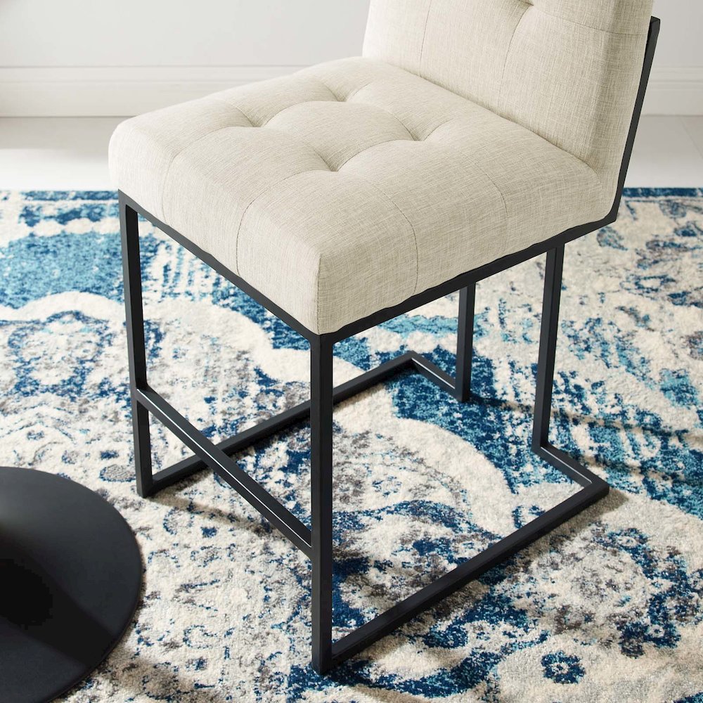 Privy Black Stainless Steel Upholstered Fabric Counter Stool. Picture 8