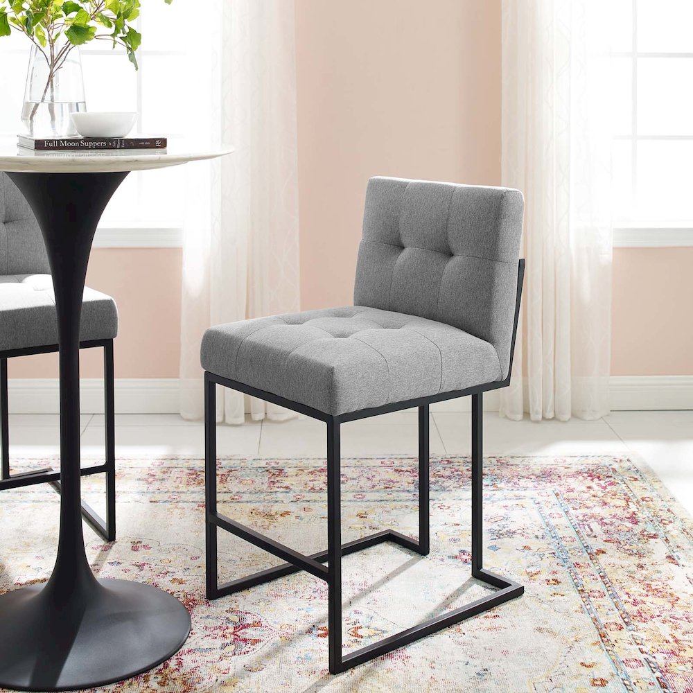 Privy Black Stainless Steel Upholstered Fabric Counter Stool. Picture 7