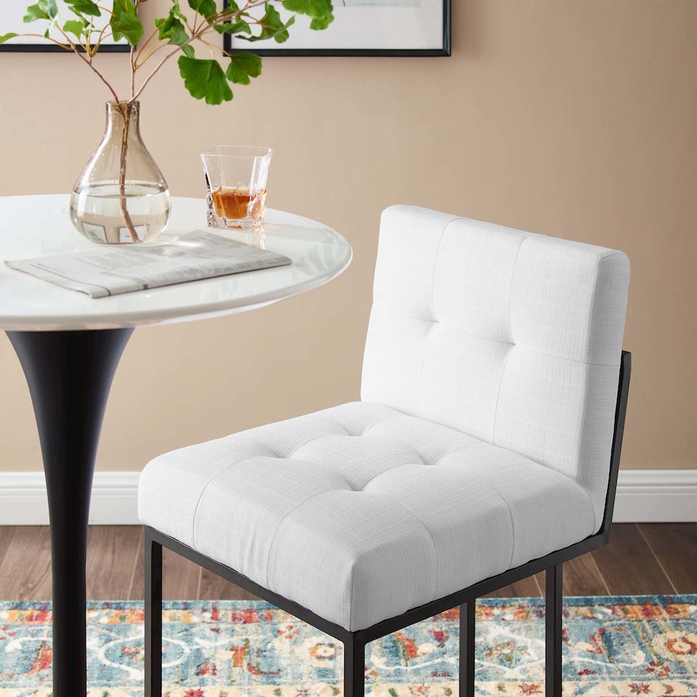 Privy Black Stainless Steel Upholstered Fabric Counter Stool. Picture 8