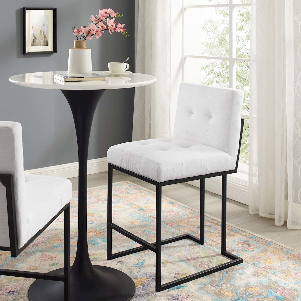 Privy Black Stainless Steel Upholstered Fabric Counter Stool. Picture 7