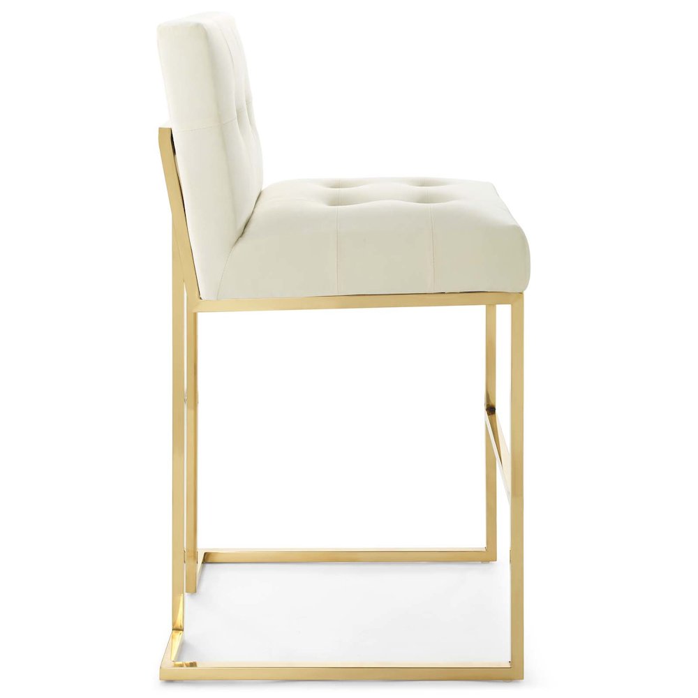Privy Gold Stainless Steel Performance Velvet Bar Stool. Picture 2