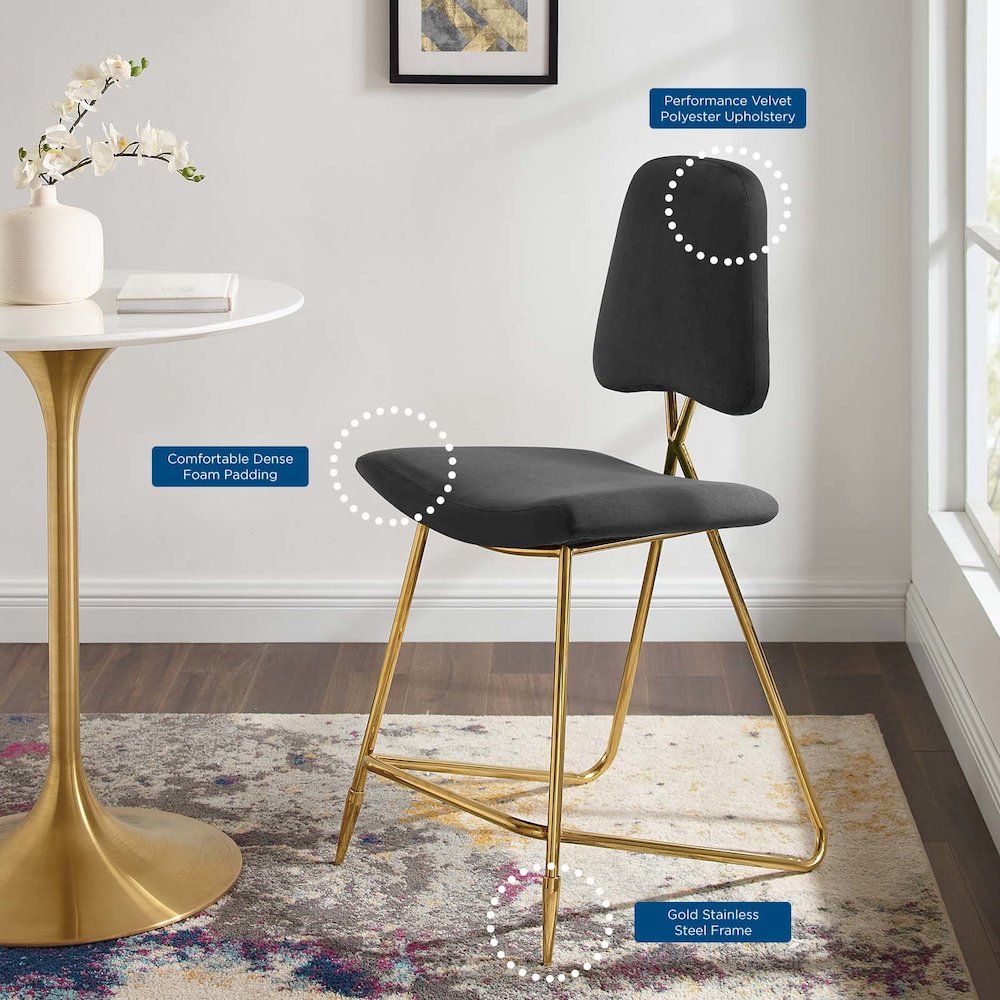 Ponder Performance Velvet Counter Stool. Picture 9