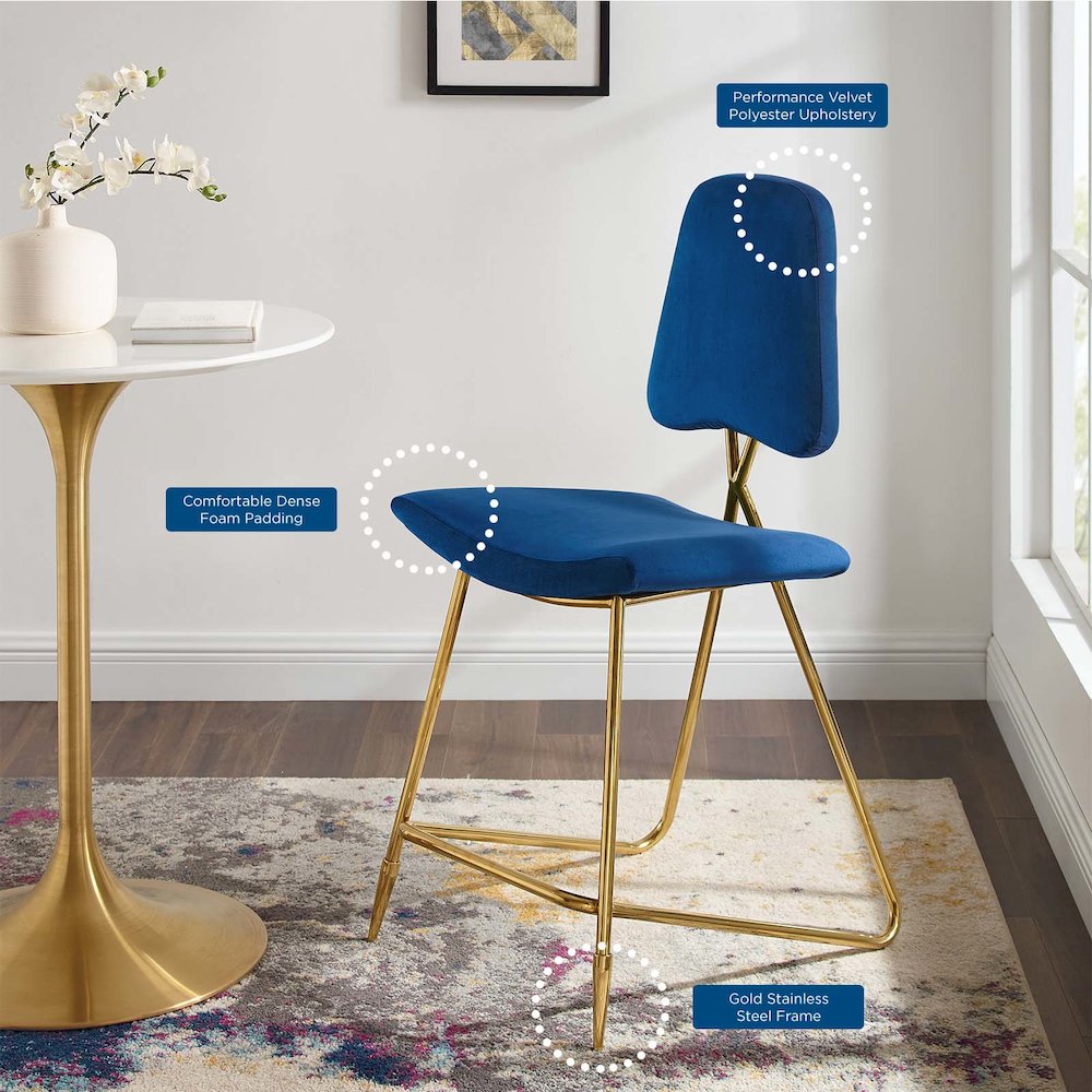 Ponder Performance Velvet Counter Stool. Picture 9