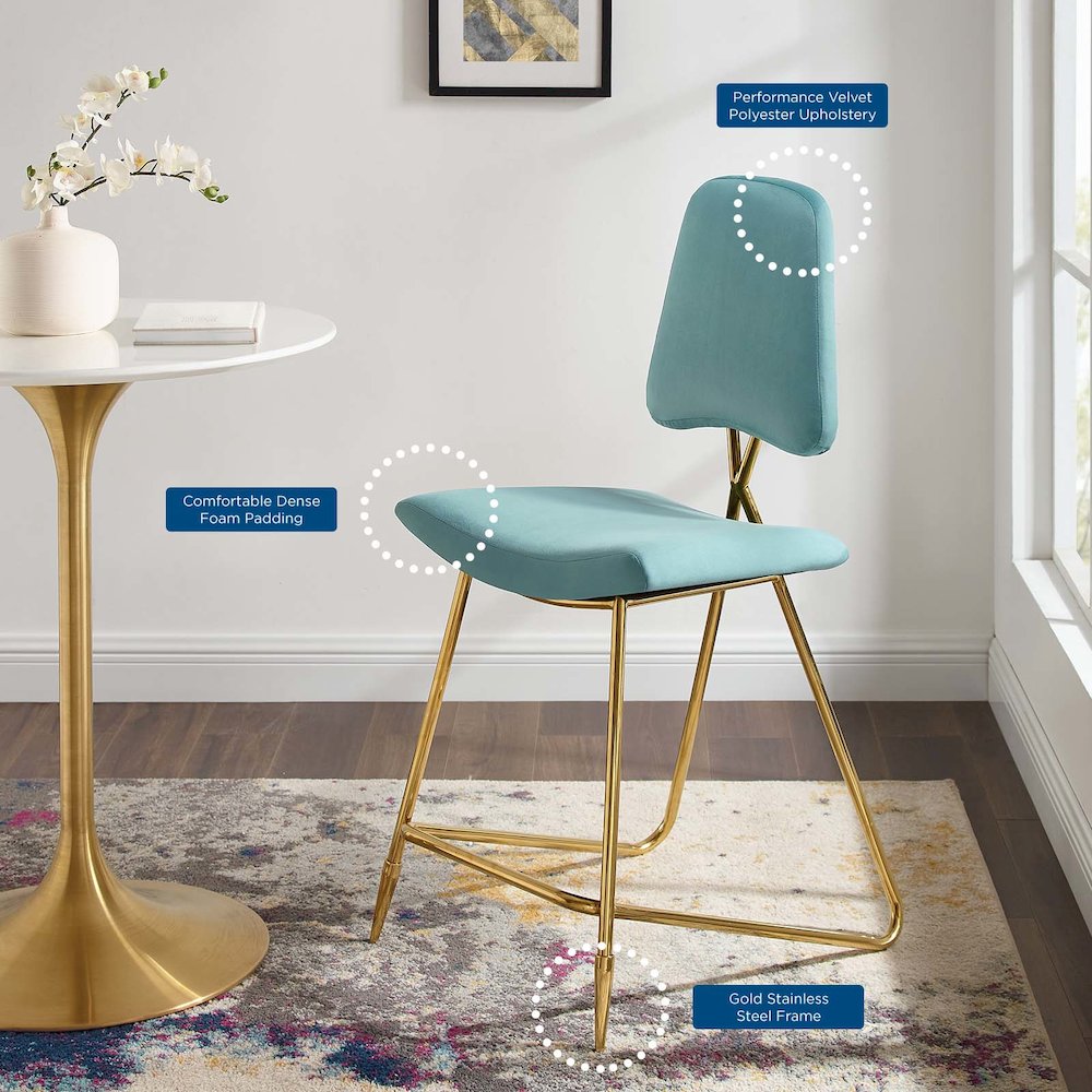 Ponder Performance Velvet Counter Stool. Picture 9