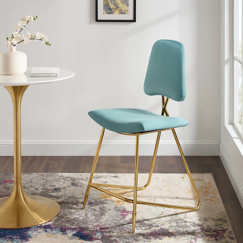 Ponder Performance Velvet Counter Stool. Picture 7