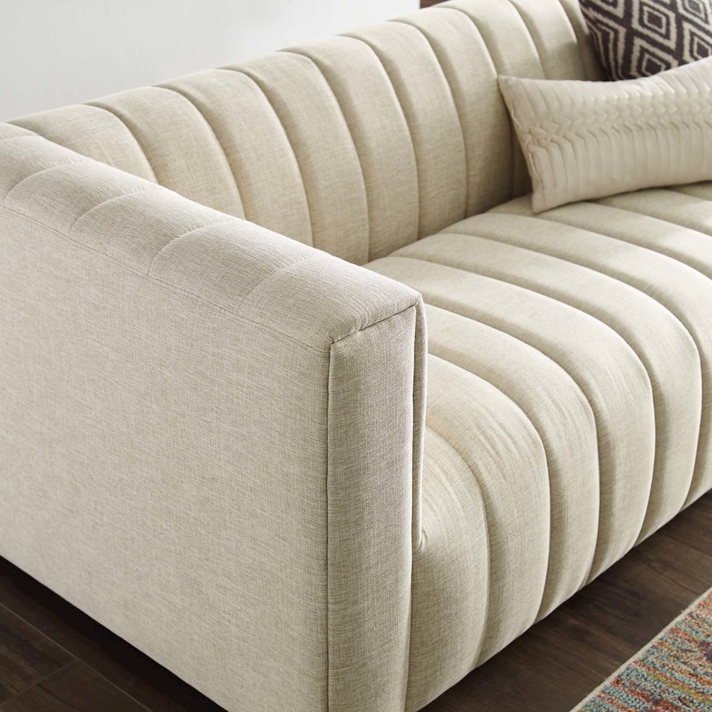 Reflection Channel Tufted Upholstered Fabric Sofa. Picture 7
