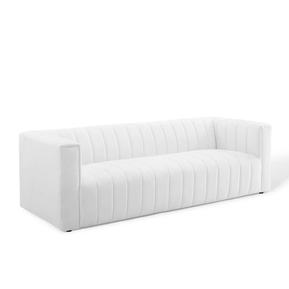 Reflection Channel Tufted Upholstered Fabric Sofa. Picture 1