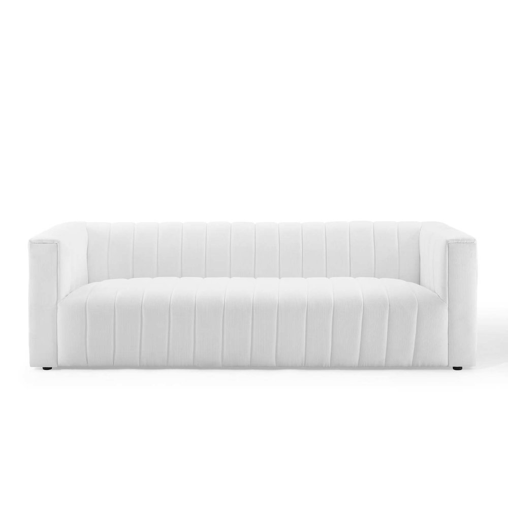 Reflection Channel Tufted Upholstered Fabric Sofa. Picture 5