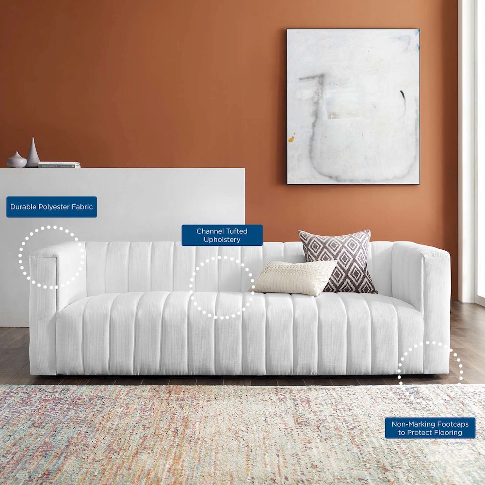 Reflection Channel Tufted Upholstered Fabric Sofa. Picture 8