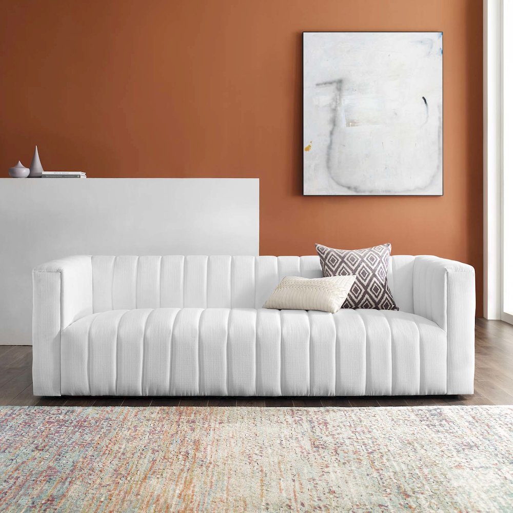 Reflection Channel Tufted Upholstered Fabric Sofa. Picture 9