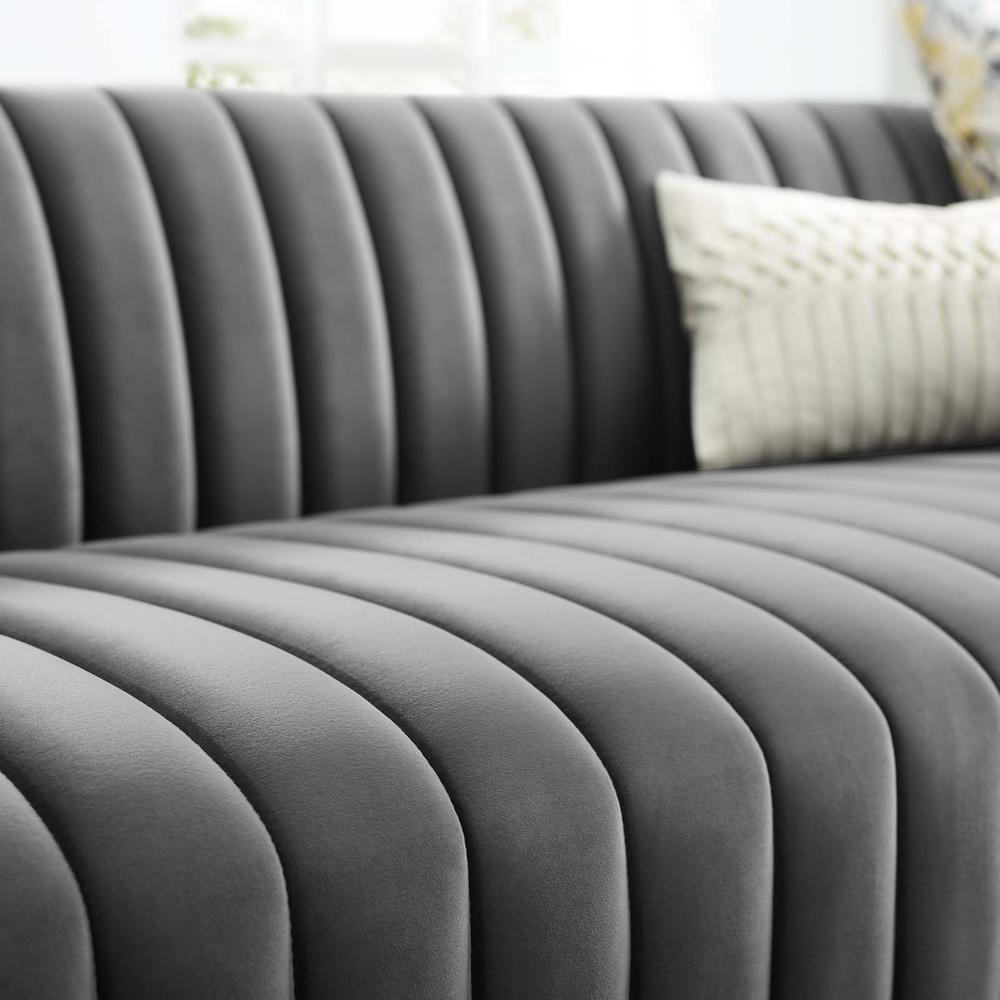 Conjure Channel Tufted Velvet Sofa. Picture 7